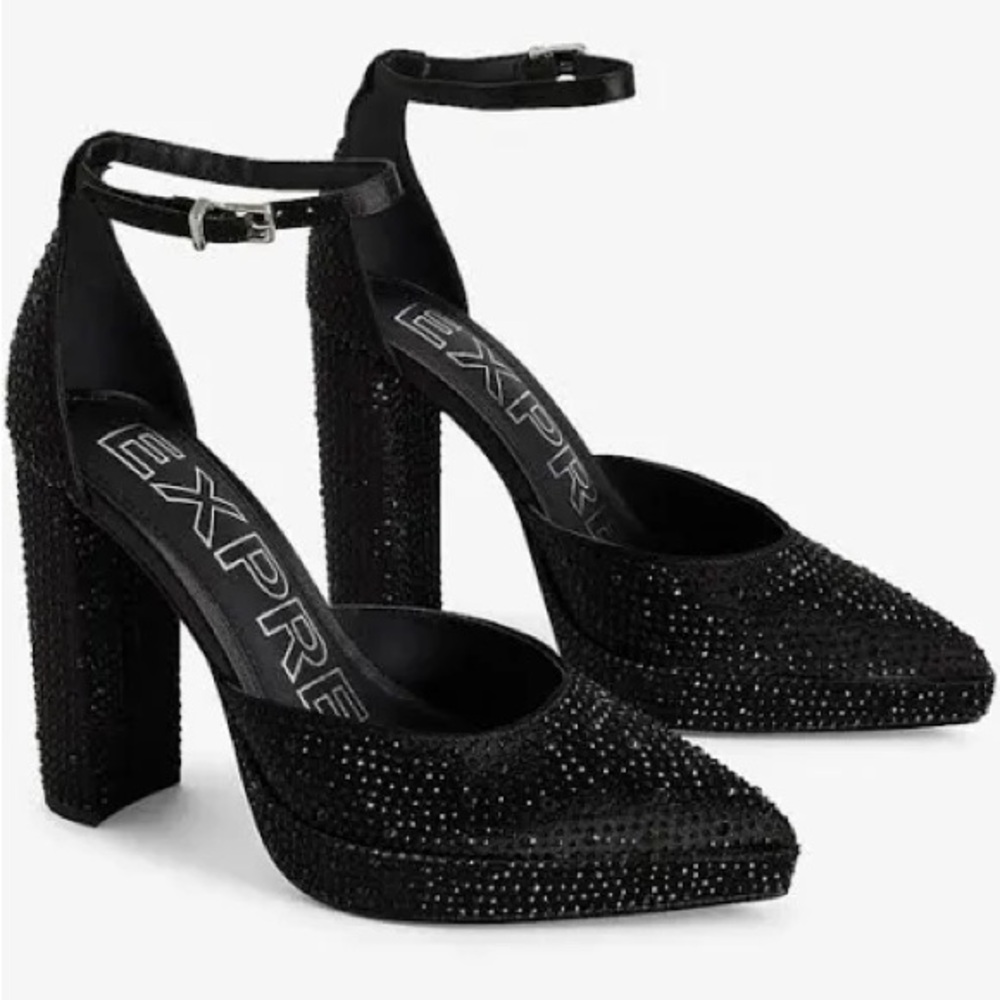 Express Glittering Black Heels